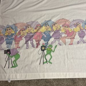 Vintage Lady Pepperell 1980 Muppets Double Flat Sheet Kermit Camera Miss Piggy